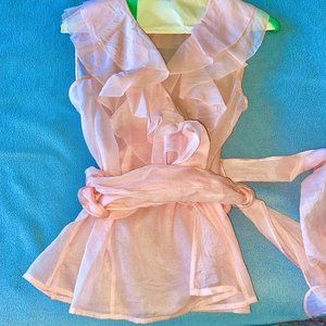 Cotton ruffle Ralph Lauren sleevelss blouse with sash